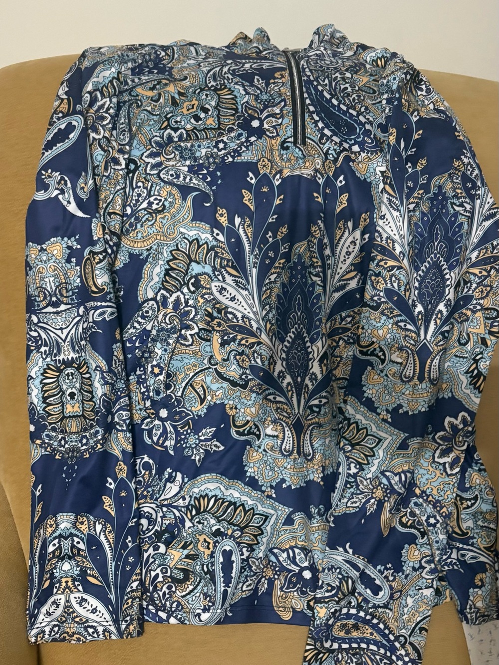 Paisley Print Navy Long-Sleeve Top